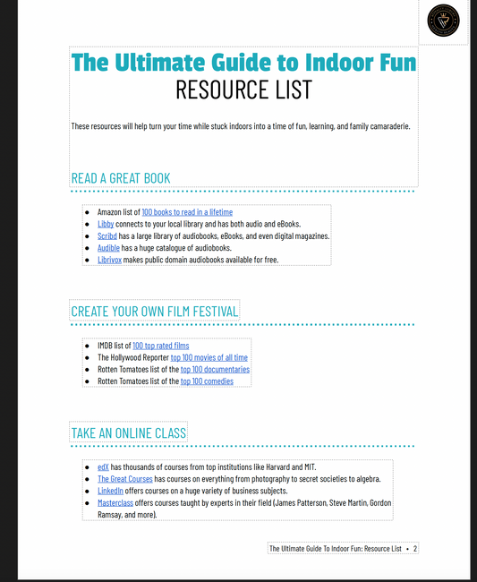 The Ultimate Guide To Indoor Fun Resources List