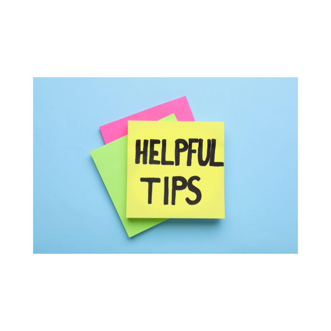 A post-it note with the text 'HELPFUL TIPS' written in capital letters, placed on a blue surface.