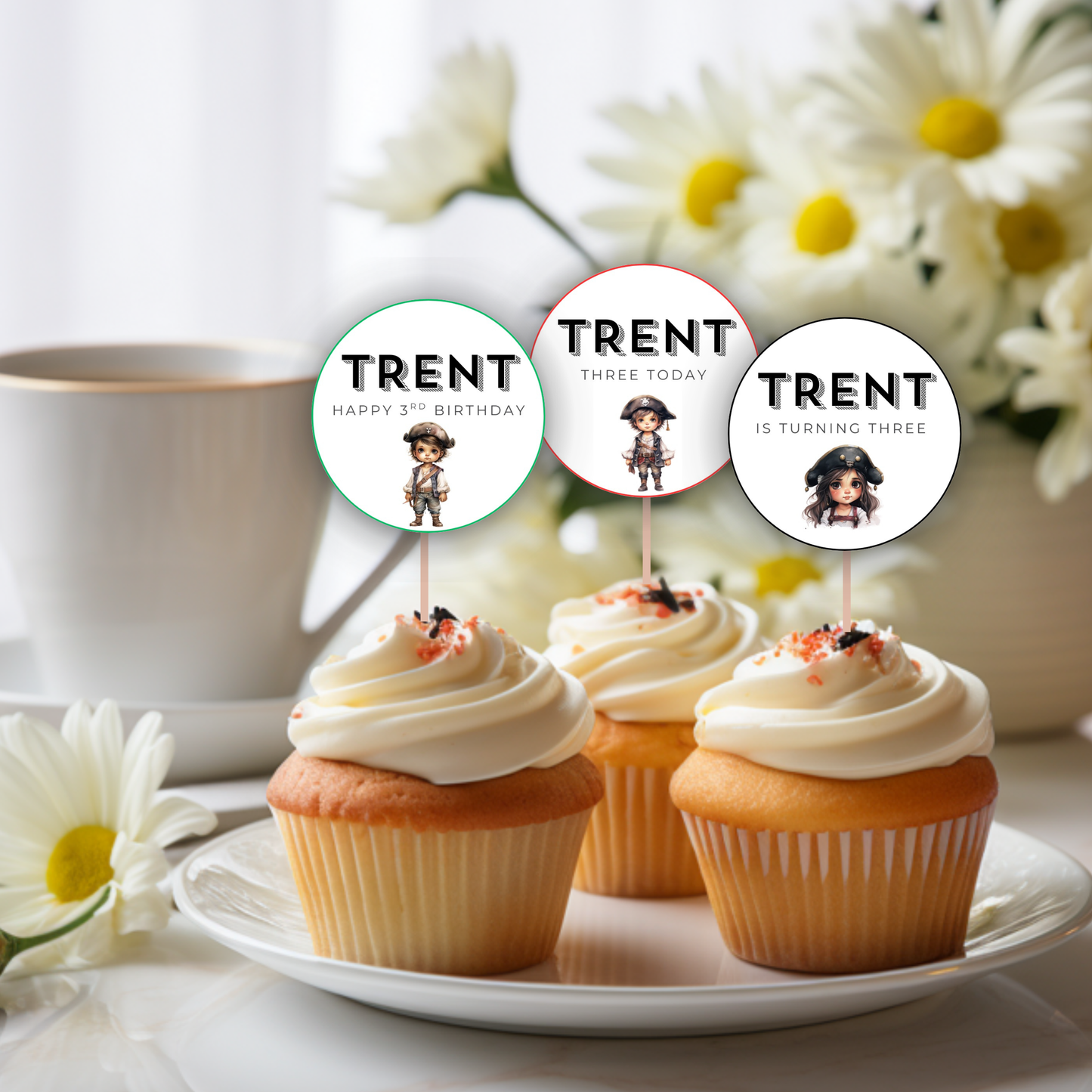 3rd Birthday Boy Cupcake Toppers