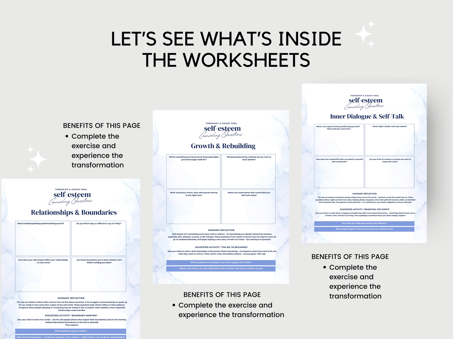 Self-Esteem Counselling  Questions