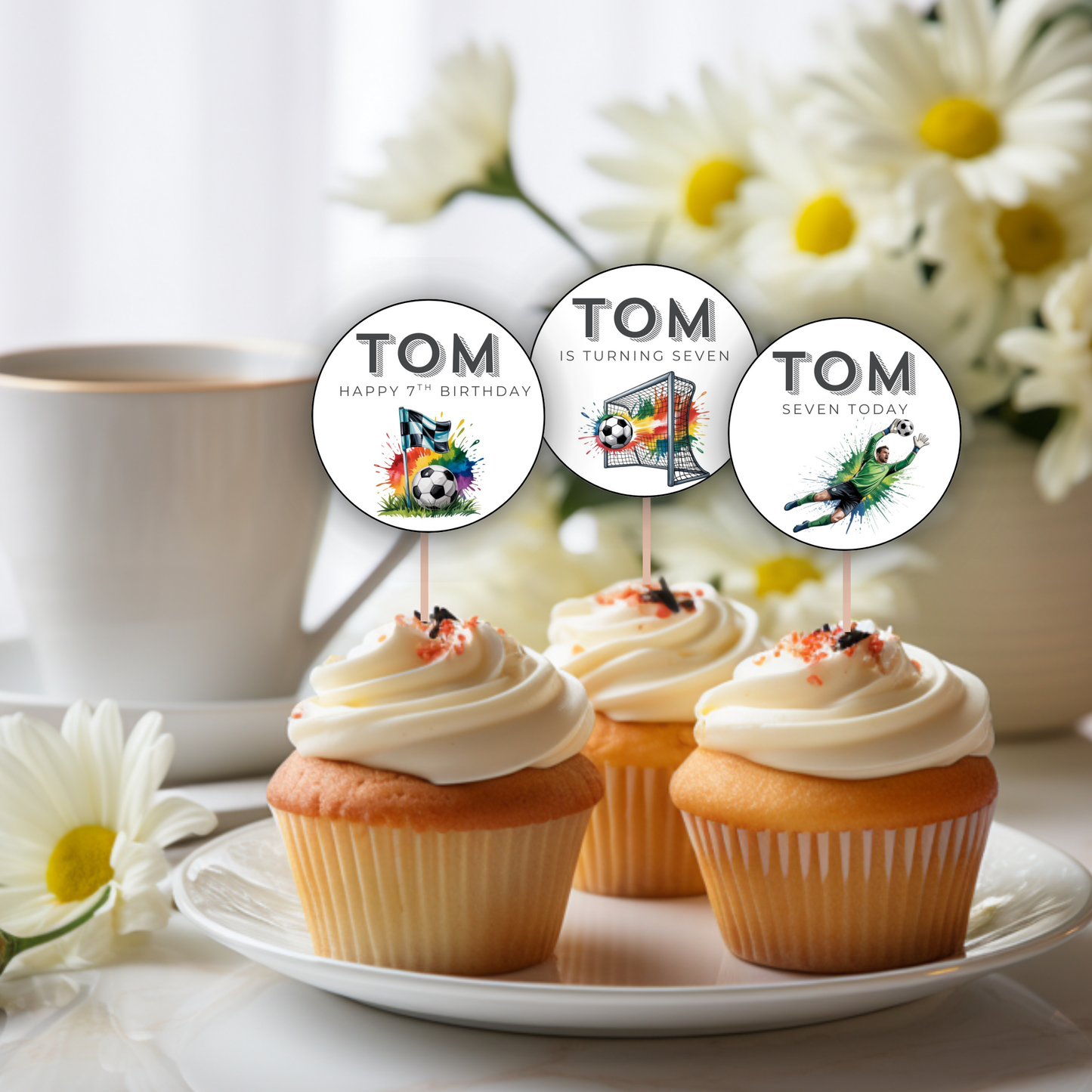 7th Birthday Cupcake Toppers Boy