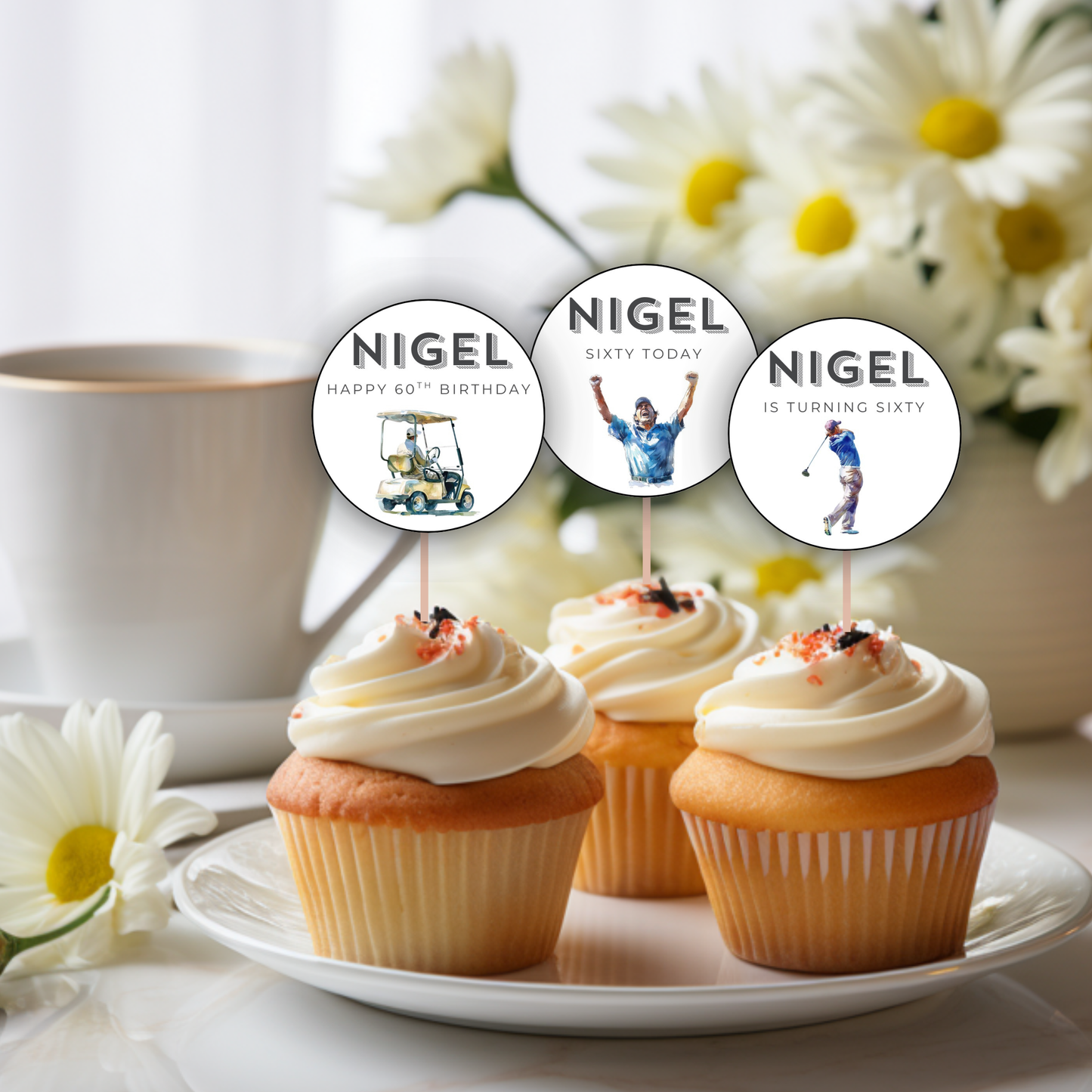 60th Birthday Cupcake Toppers Man