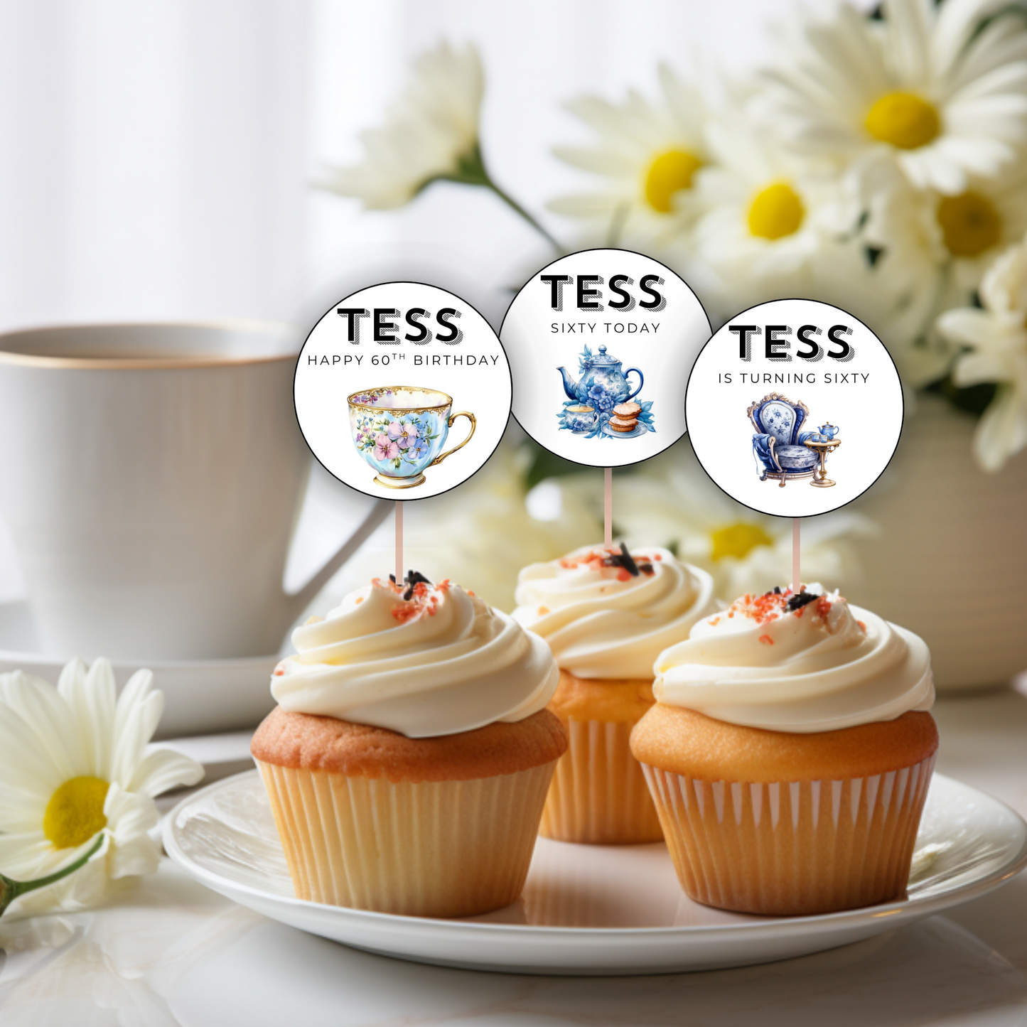 60th Birthday Cupcake Toppers Girl