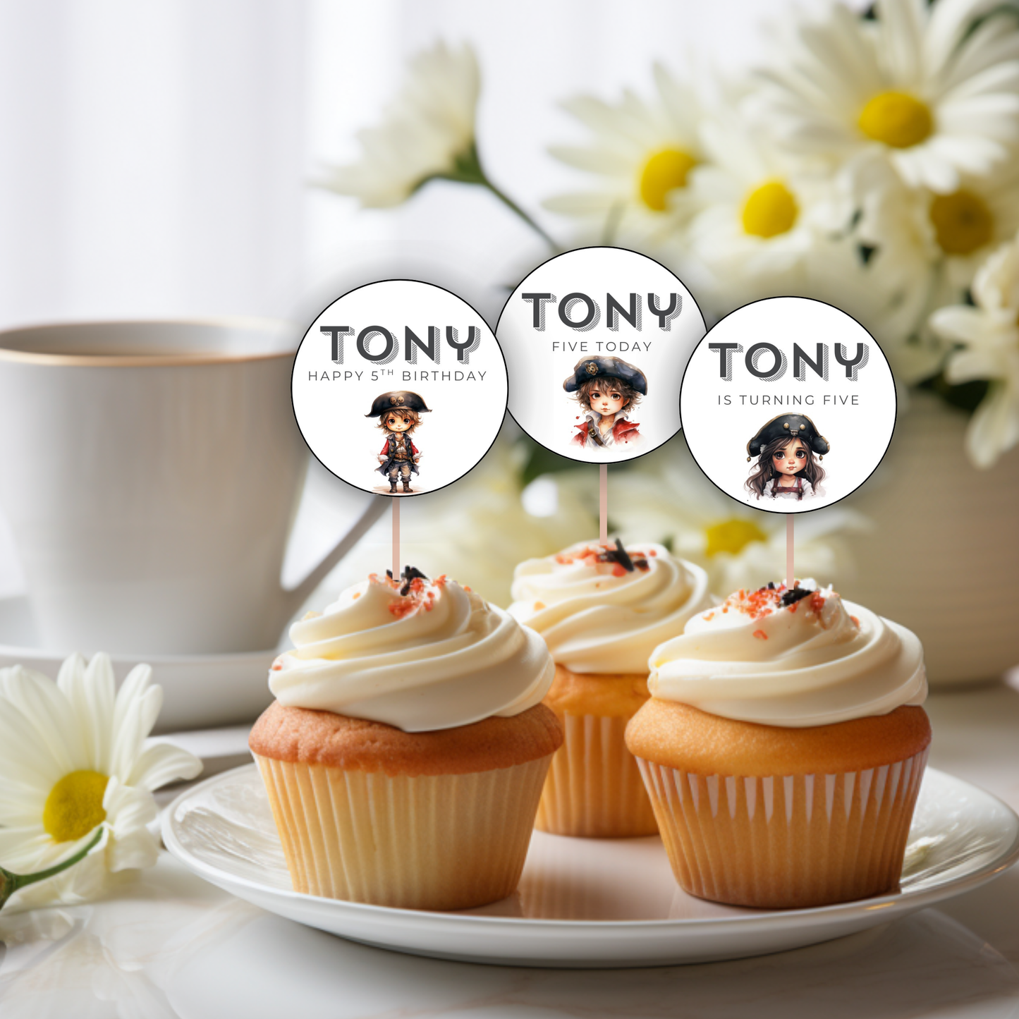 5th Birthday Cupcake Toppers Boy