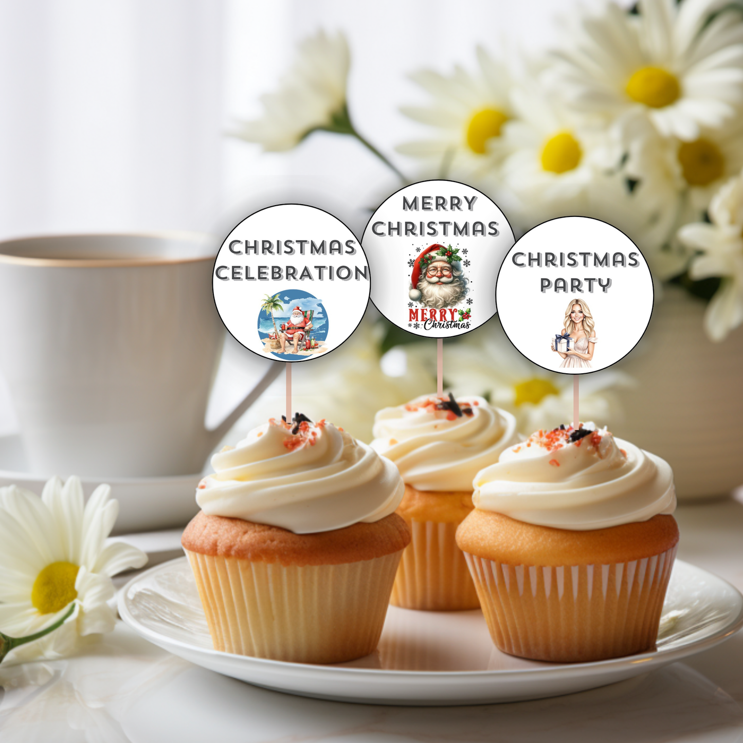 Christmas Party Cupcake Toppers