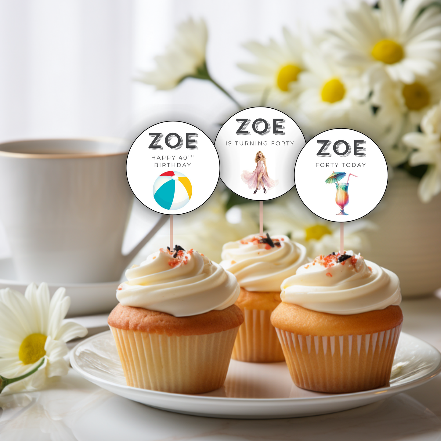 40th Birthday Cupcake Toppers Woman