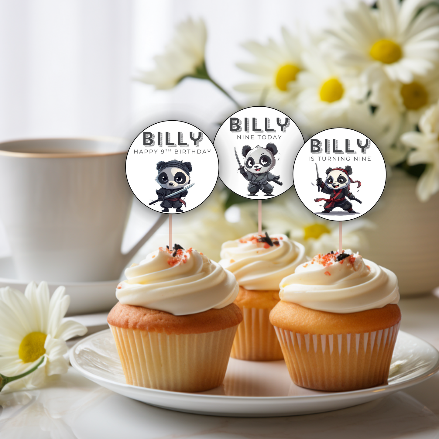 9th Birthday Cupcake Toppers Boy
