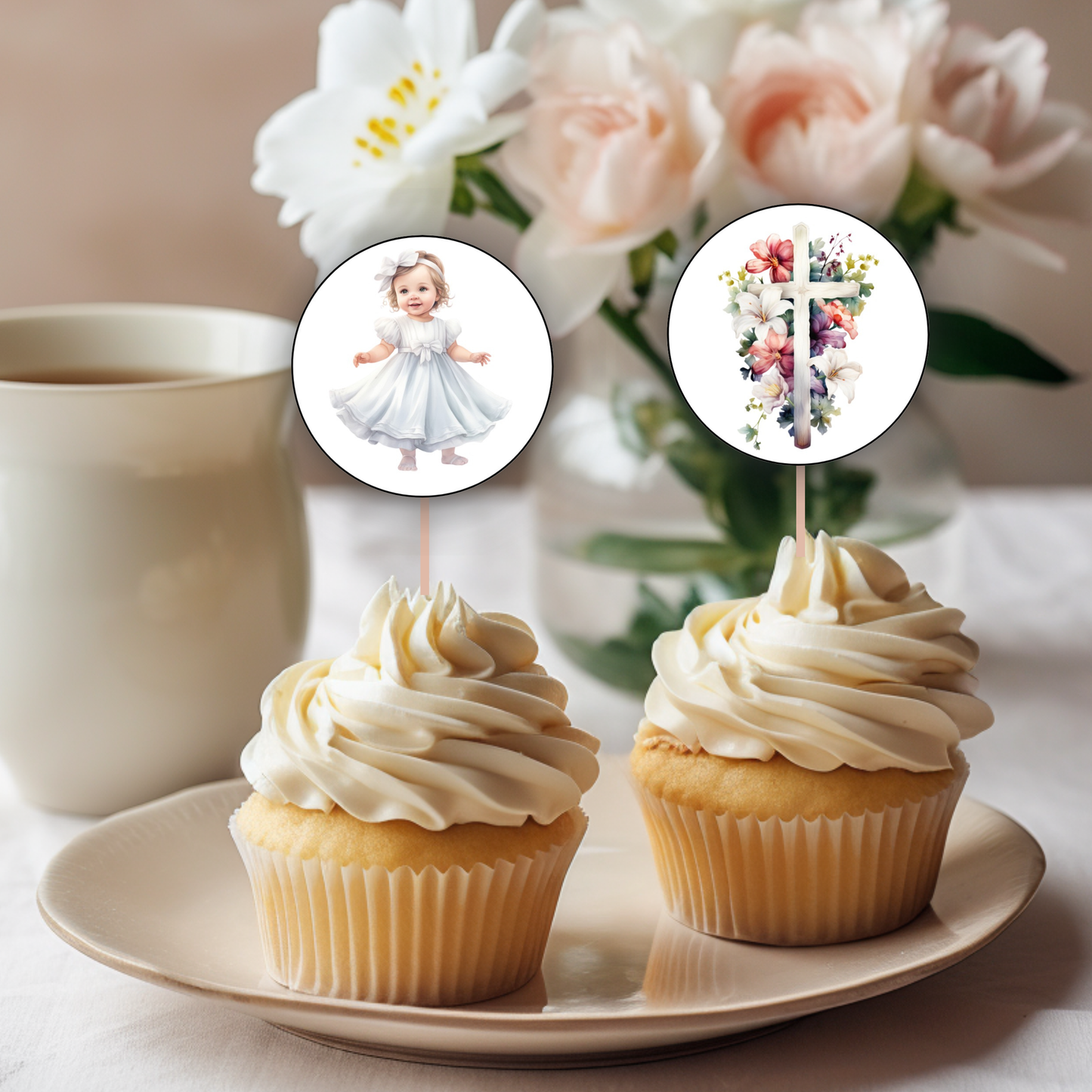 Baptism Cupcake Toppers