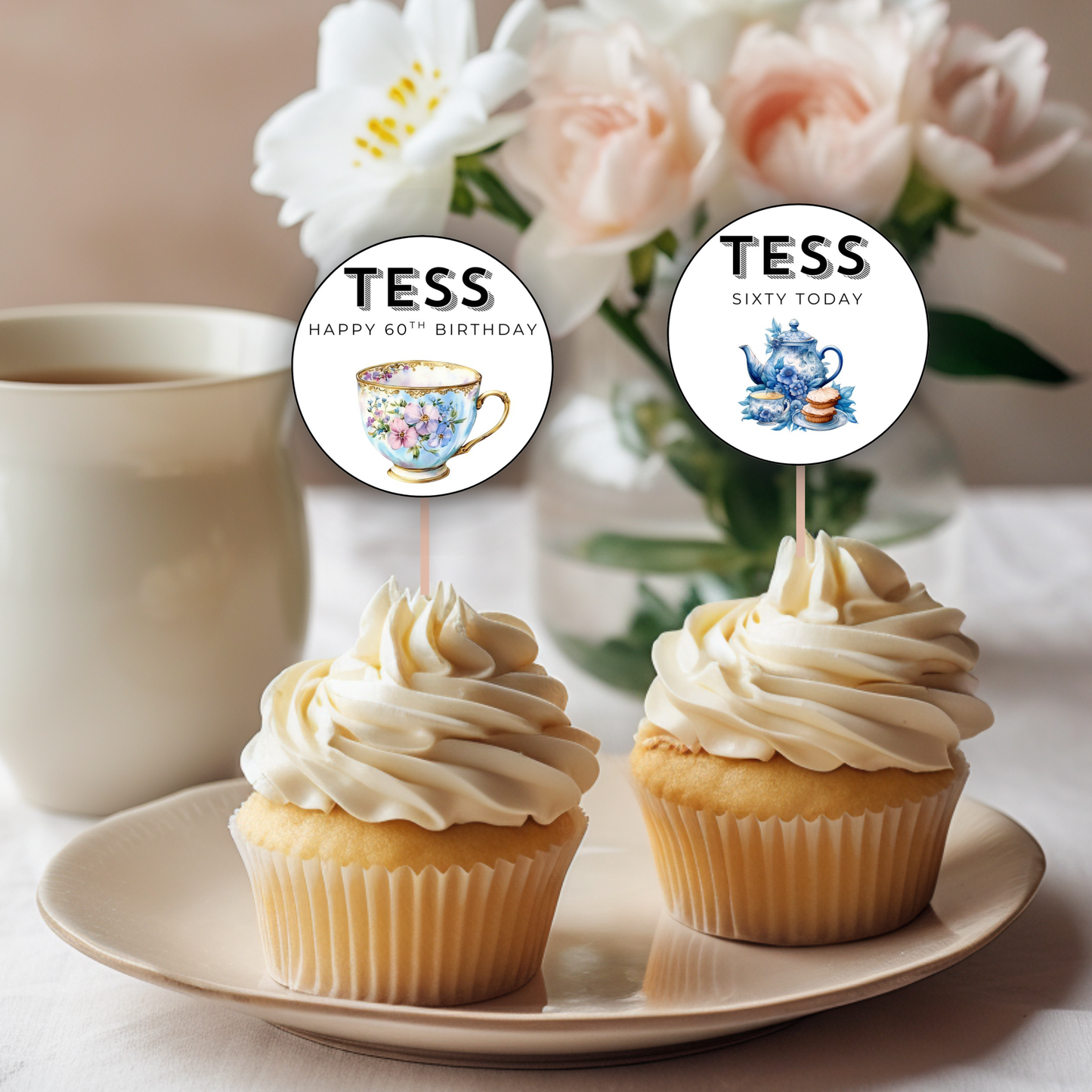 60th Birthday Cupcake Toppers Girl