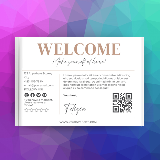 Airbnb Welcome Card Template