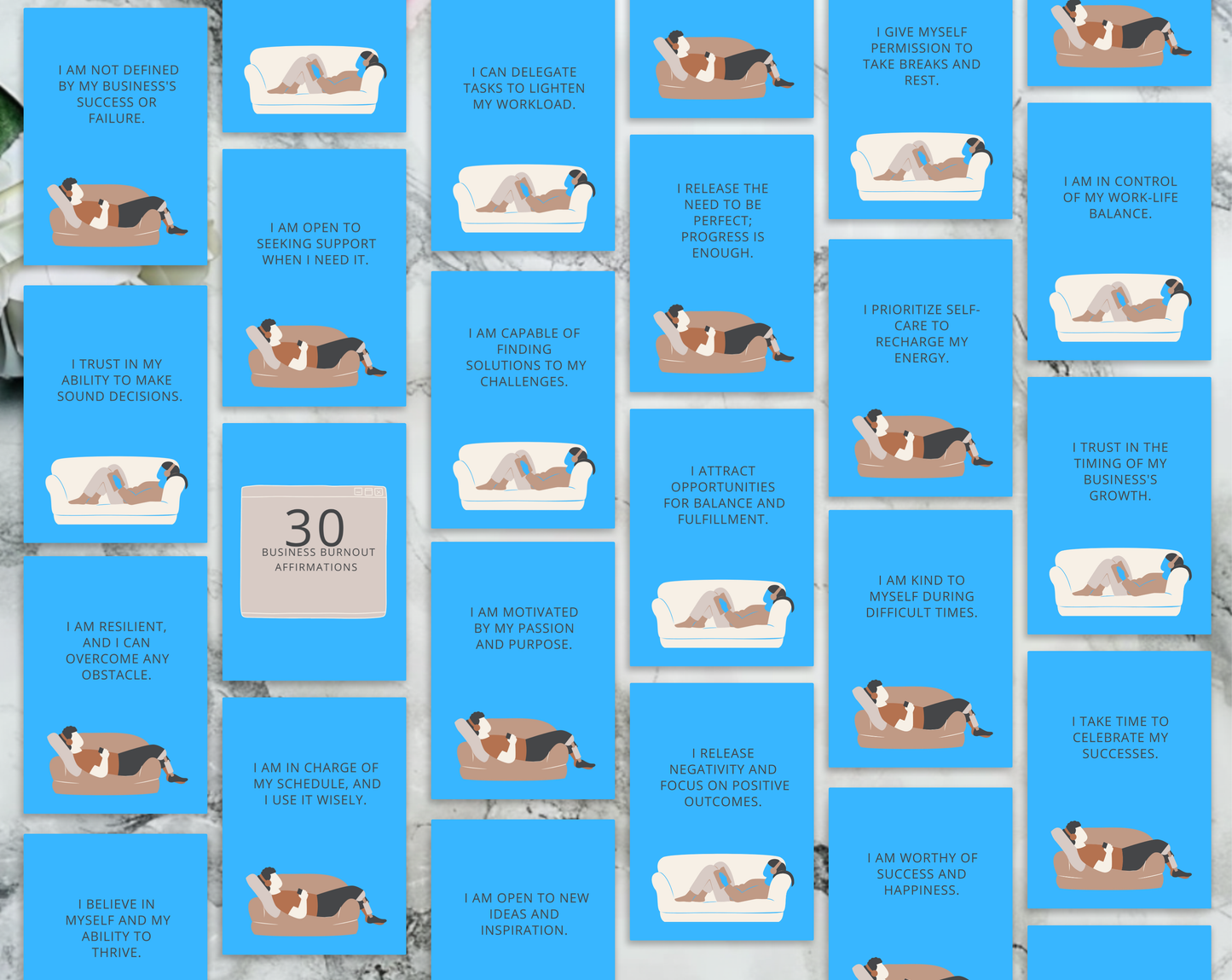 30 Business Burnout Affirmation Cards