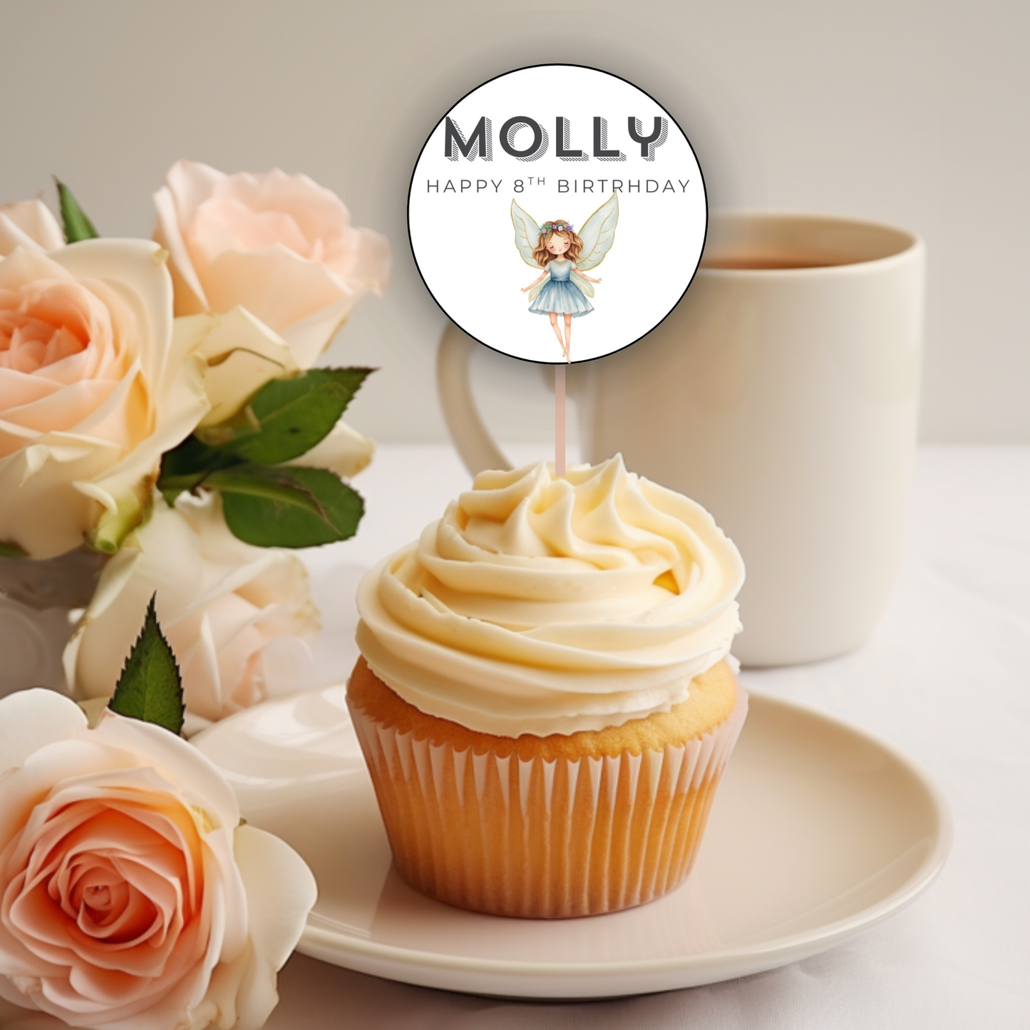 8th Birthday Cupcake Toppers Girl
