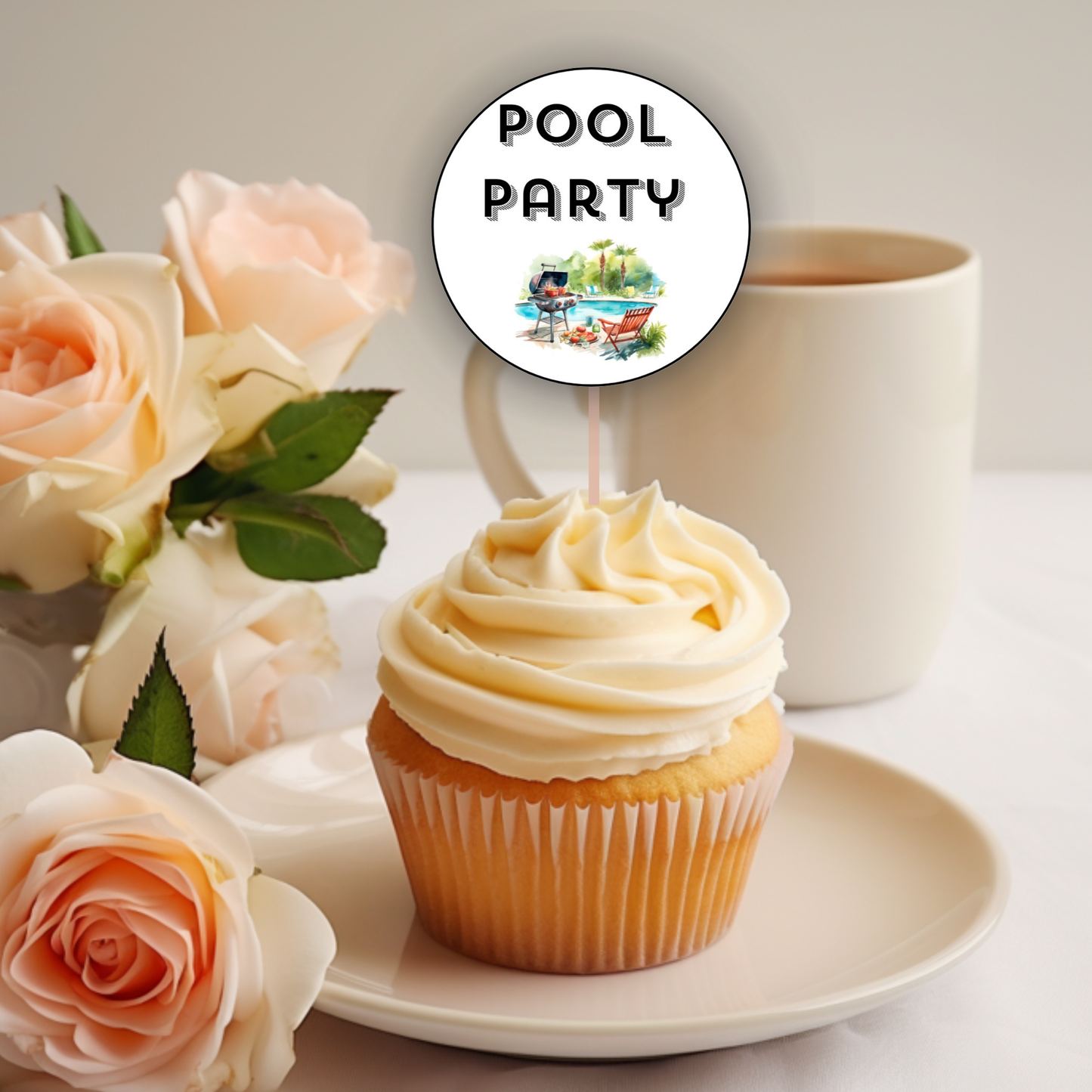 Pool Party Cupcake Topper