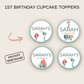 1st Birthday Cupcake Toppers Girl