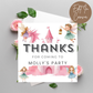 8th Birthday Thank You Tag Girl