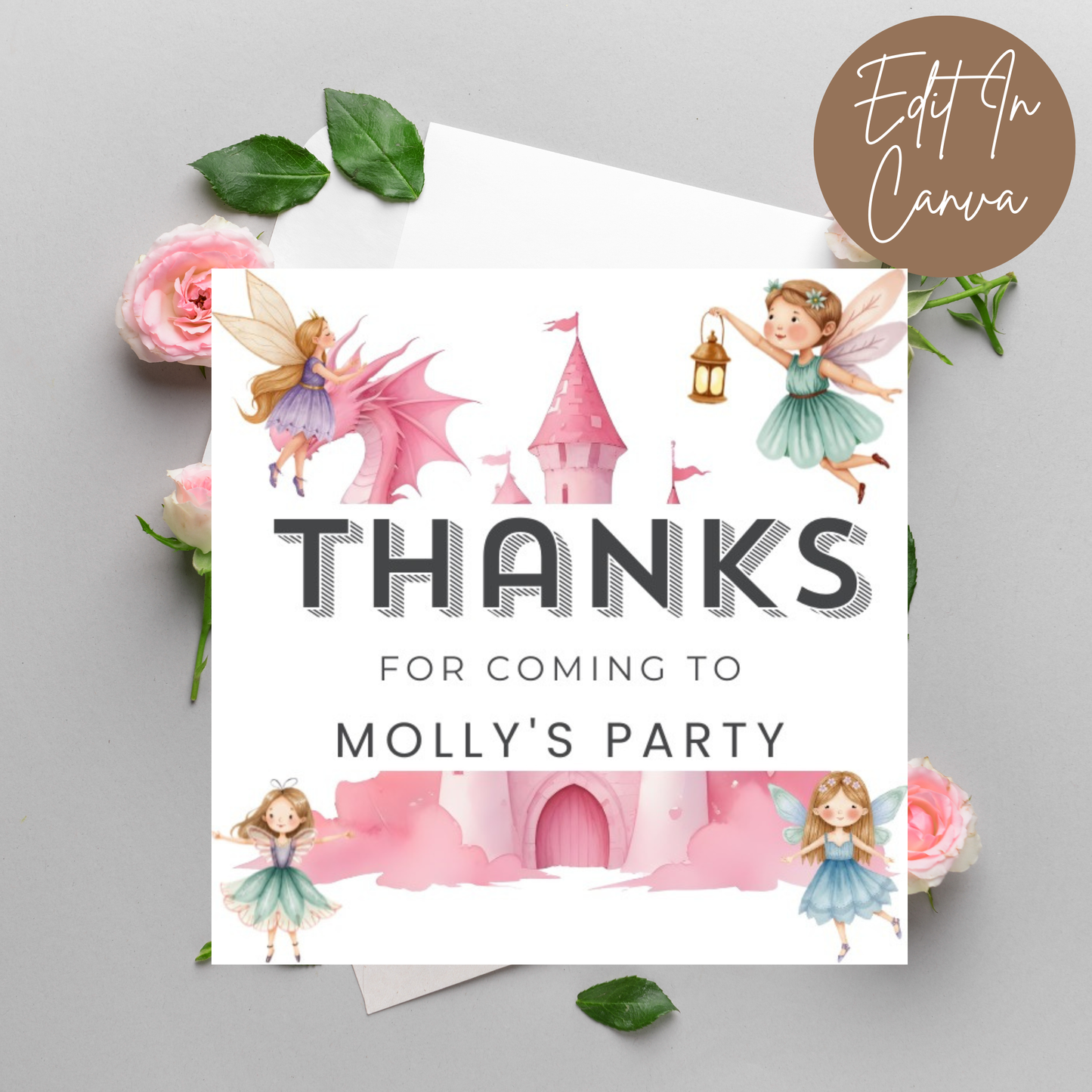8th Birthday Thank You Tag Girl