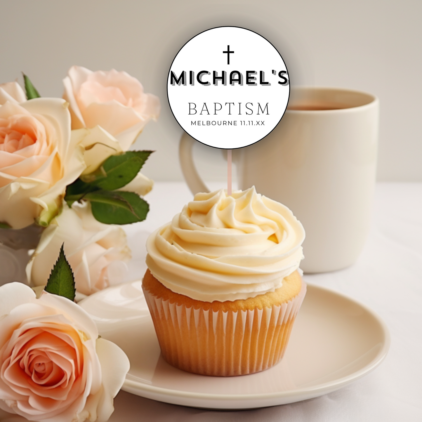 Baptism Cupcake Topper Boy