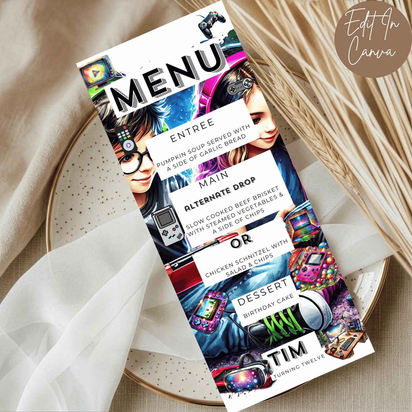 12th Birthday Menu Male