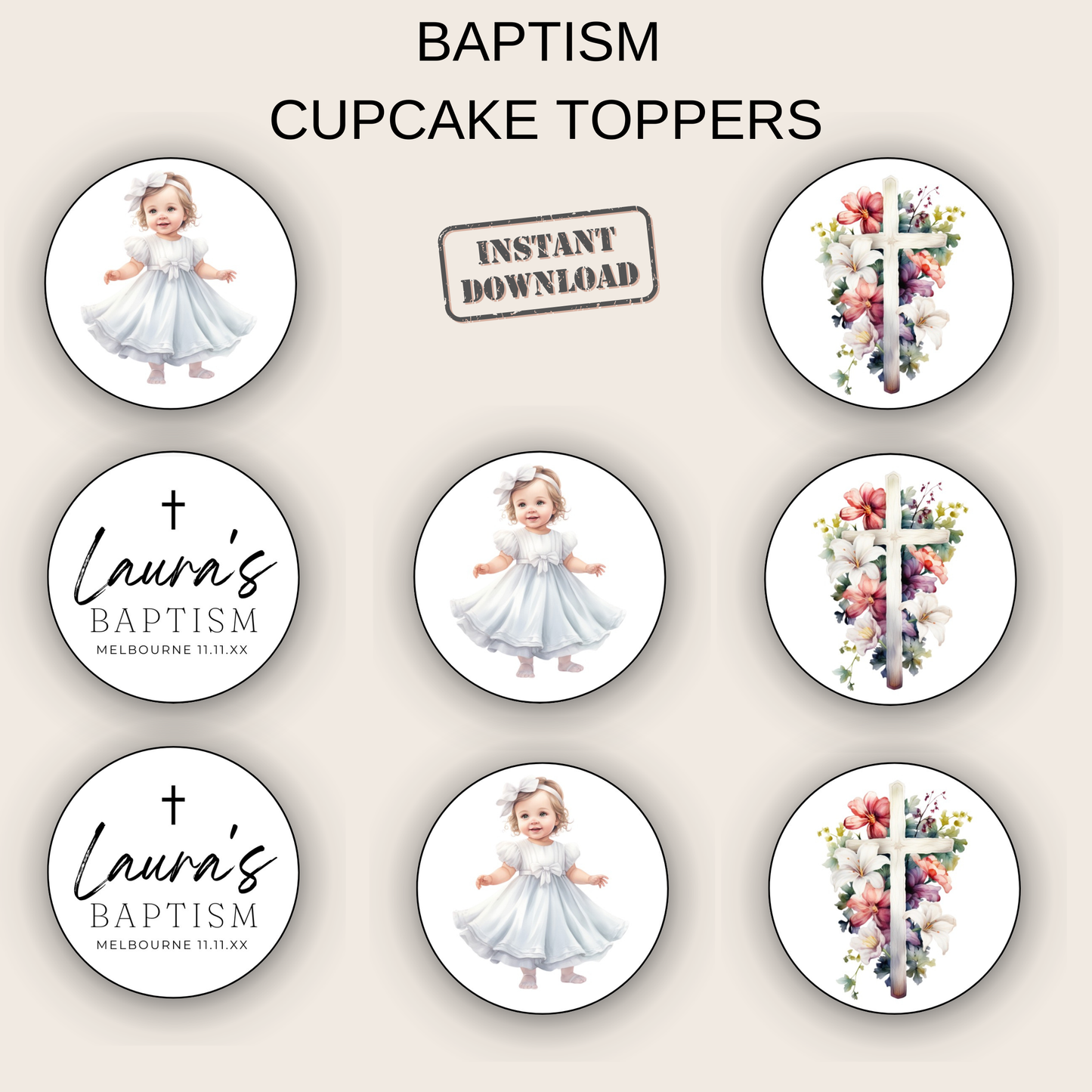 Baptism Cupcake Toppers