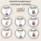 40th Birthday Cupcake Toppers Man