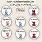 9th Birthday Cupcake Toppers Girl