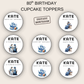80th Birthday Cupcake Toppers Girl