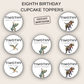 8th Birthday Cupcake Toppers Boy
