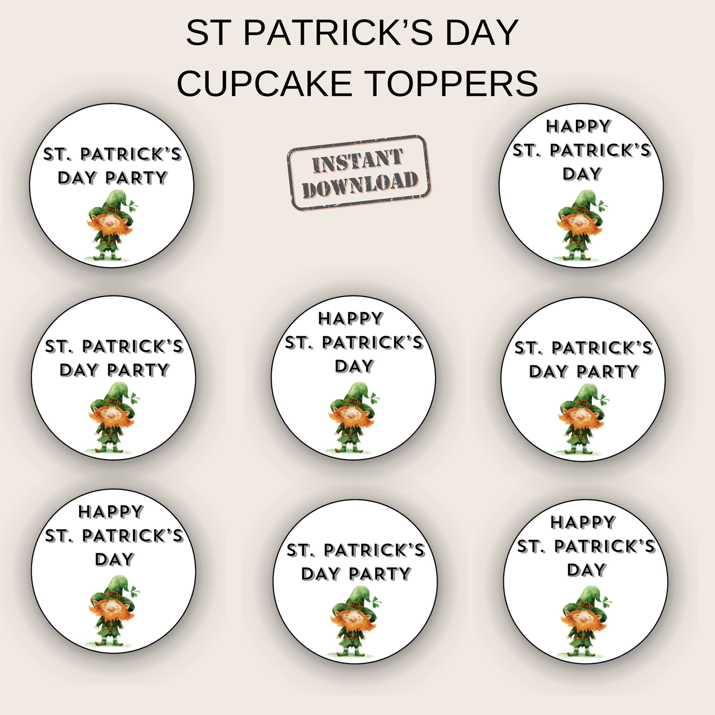 St Patrick's Day Cupcake Toppers