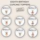 8th Birthday Cupcake Toppers Girl