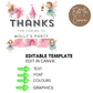 8th Birthday Thank You Tag Girl