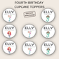 4th Birthday Party Cupcake Toppers Girl