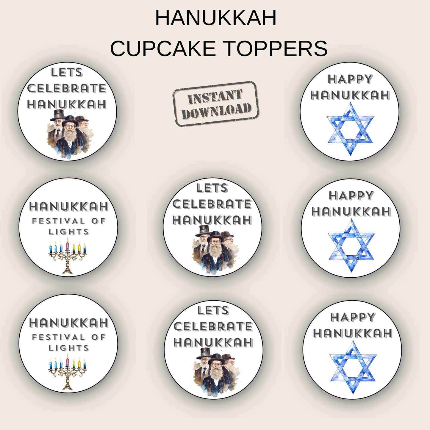 Hanukkah Cupcake Toppers