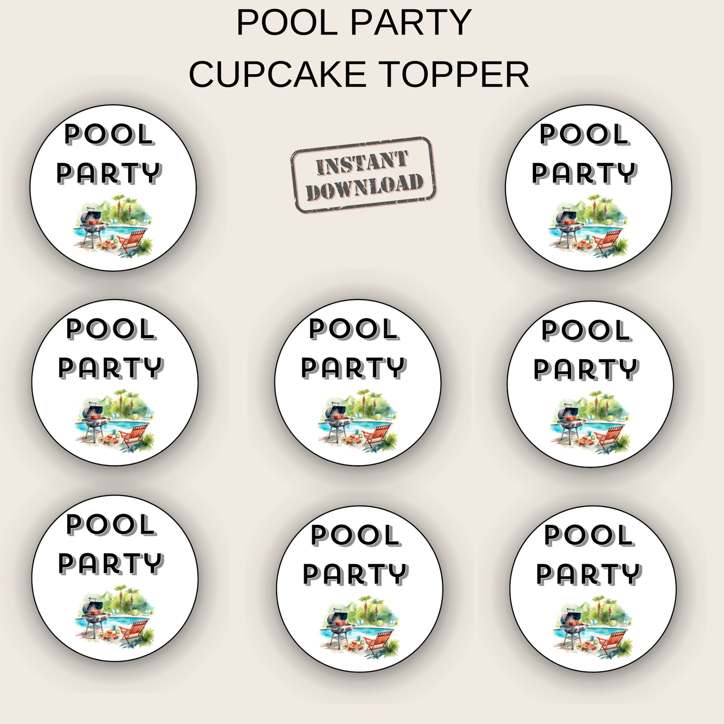 Pool Party Cupcake Topper