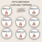 5th Birthday Cupcake Toppers Girl