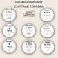 25th Anniversary Cupcake Toppers