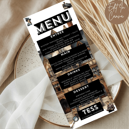 13th Birthday Menu