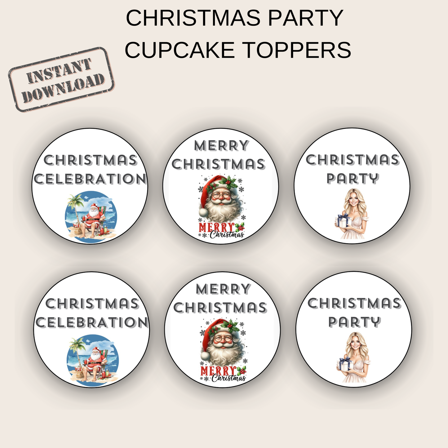 Christmas Party Cupcake Toppers