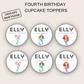 4th Birthday Party Cupcake Toppers Girl