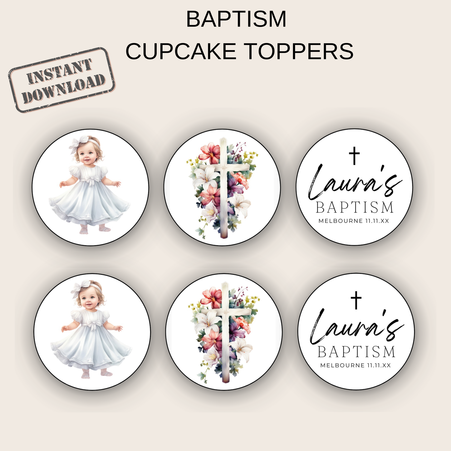 Baptism Cupcake Toppers