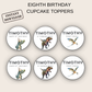 8th Birthday Cupcake Toppers Boy