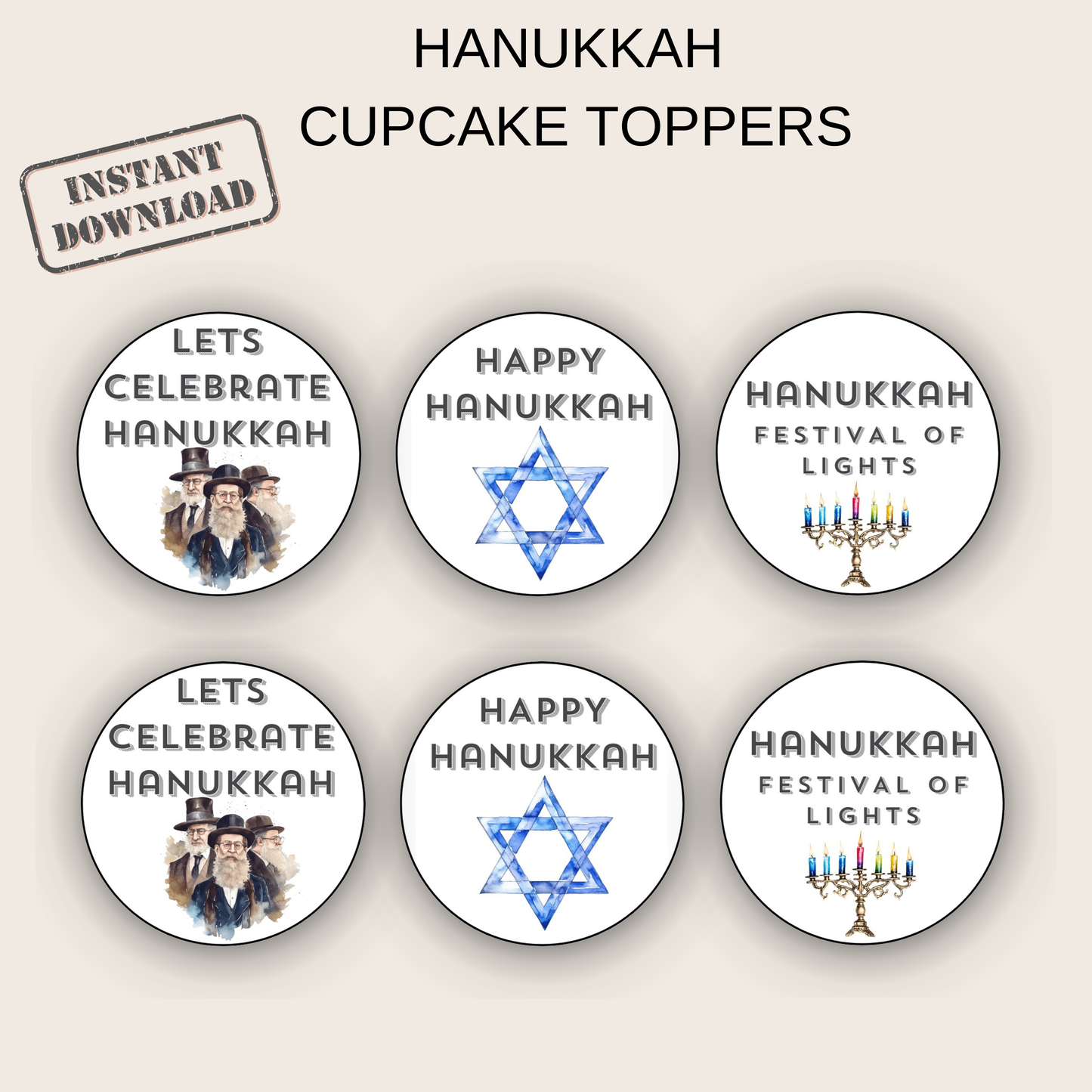 Hanukkah Cupcake Toppers