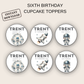 6th Birthday Party Cupcake Toppers Boy