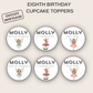 8th Birthday Cupcake Toppers Girl