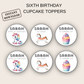 6th Birthday Party Cupcake Toppers Girl