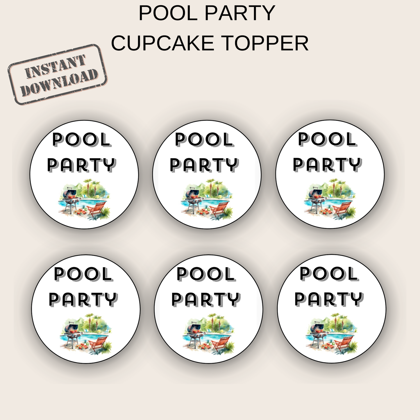 Pool Party Cupcake Topper