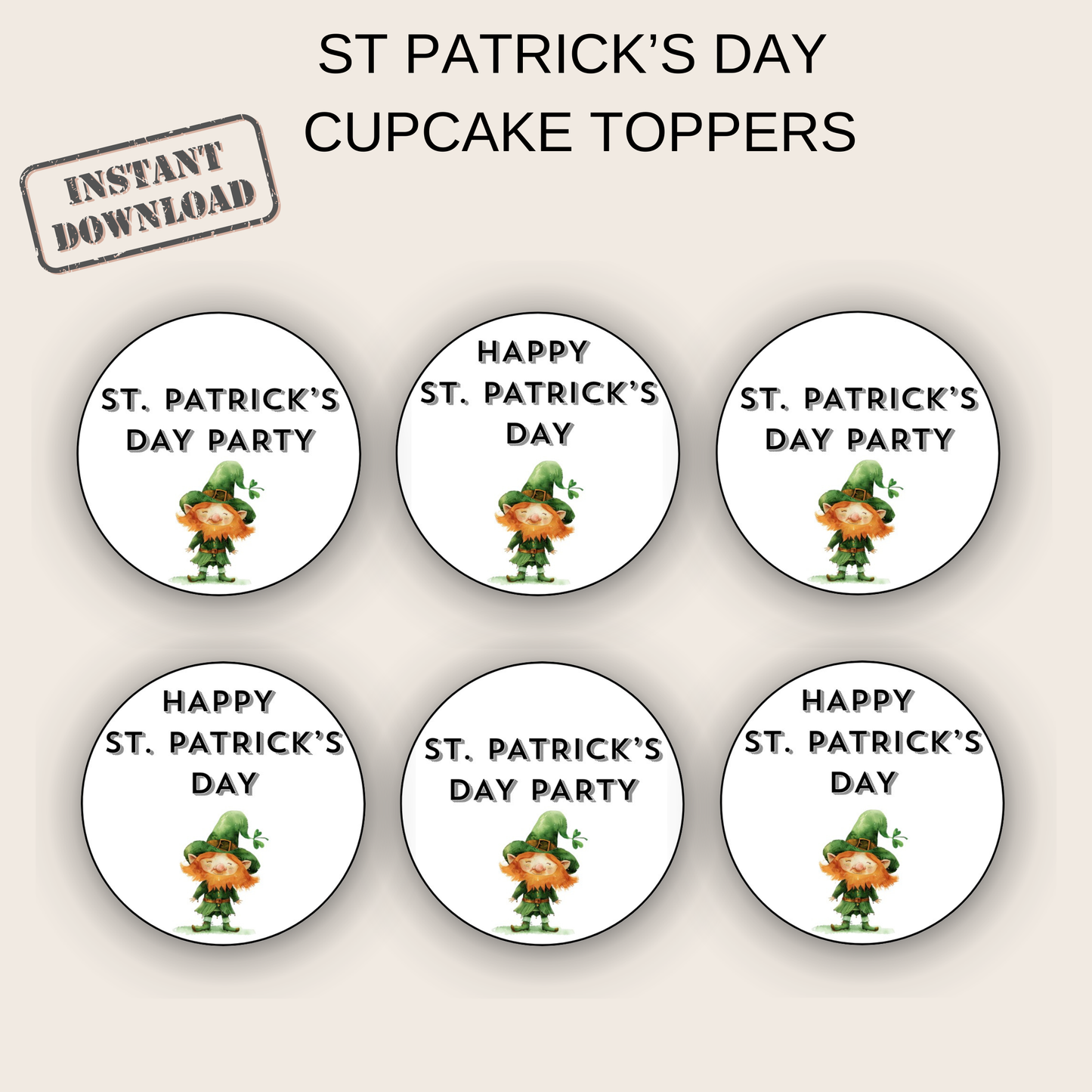 St Patrick's Day Cupcake Toppers