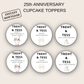 25th Anniversary Cupcake Toppers