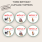 3rd Birthday Cupcake Toppers Girl