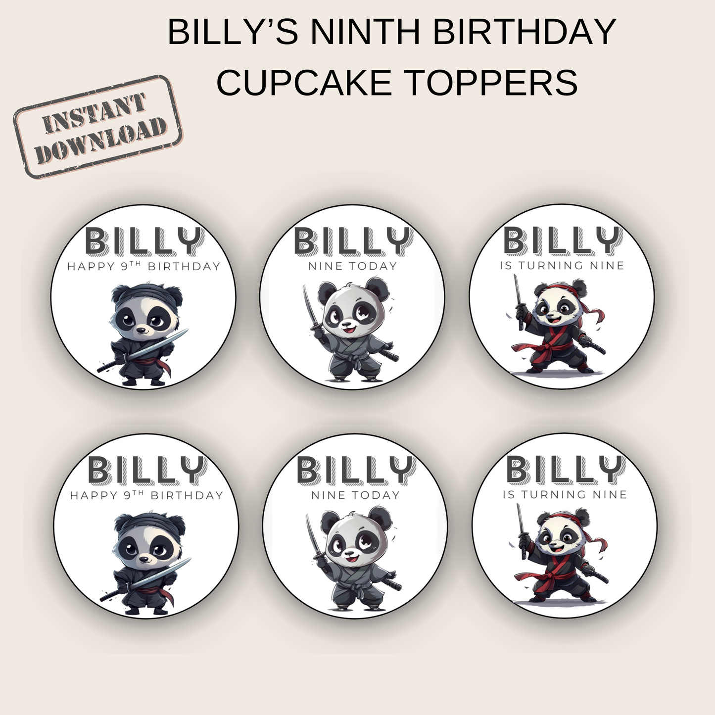 9th Birthday Cupcake Toppers Boy