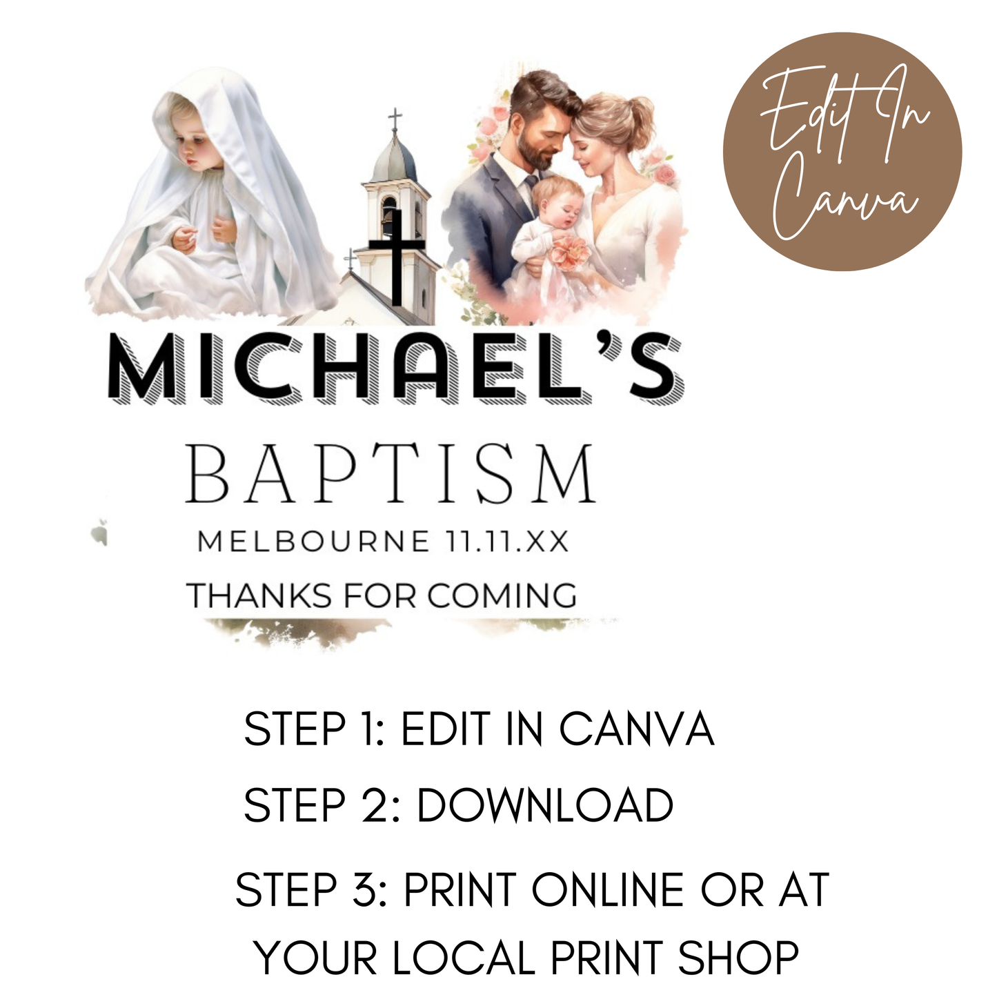 Michael's Baptism Thank You Tag